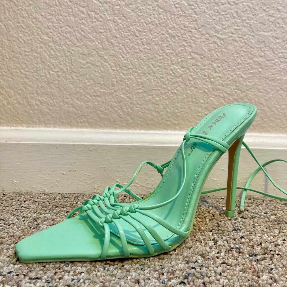 Public Desire Strappy Stiletto Sandal in Mint (New)